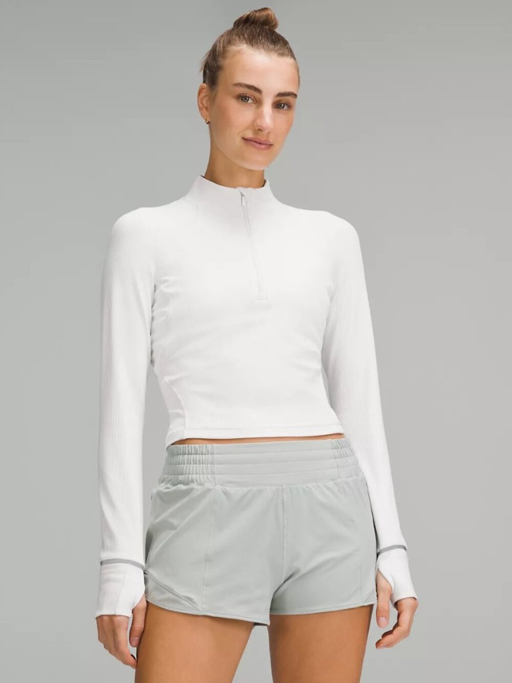 Lululemon It's Rulu Ribbed Cropped Half Zip Long Sleeve Size 8